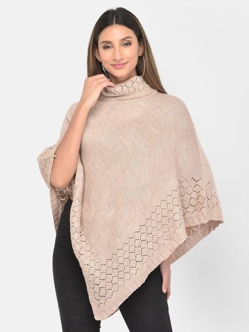 latin quarters beige self design poncho