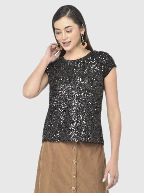 latin quarters black embellished top