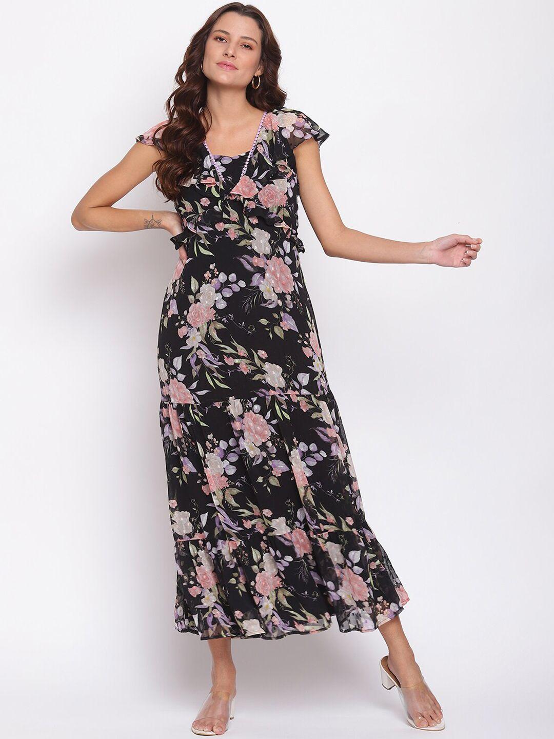 latin quarters black floral maxi dress