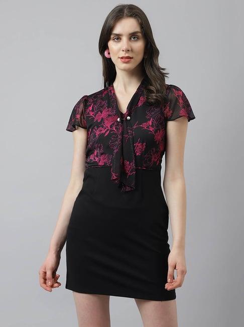 latin quarters black floral print a line dress