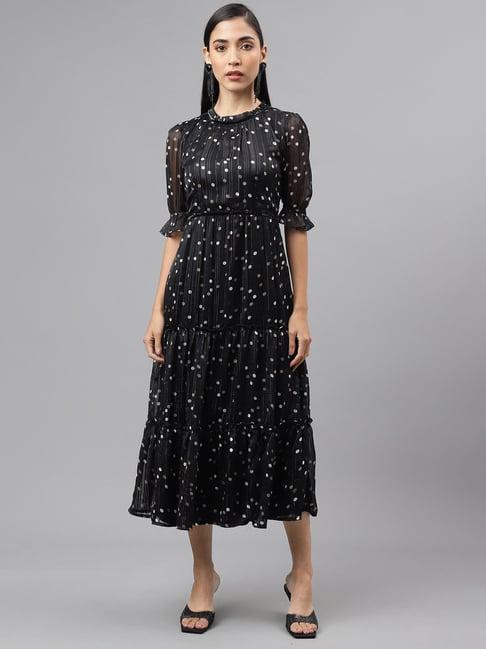 latin quarters black polka dot midi dress