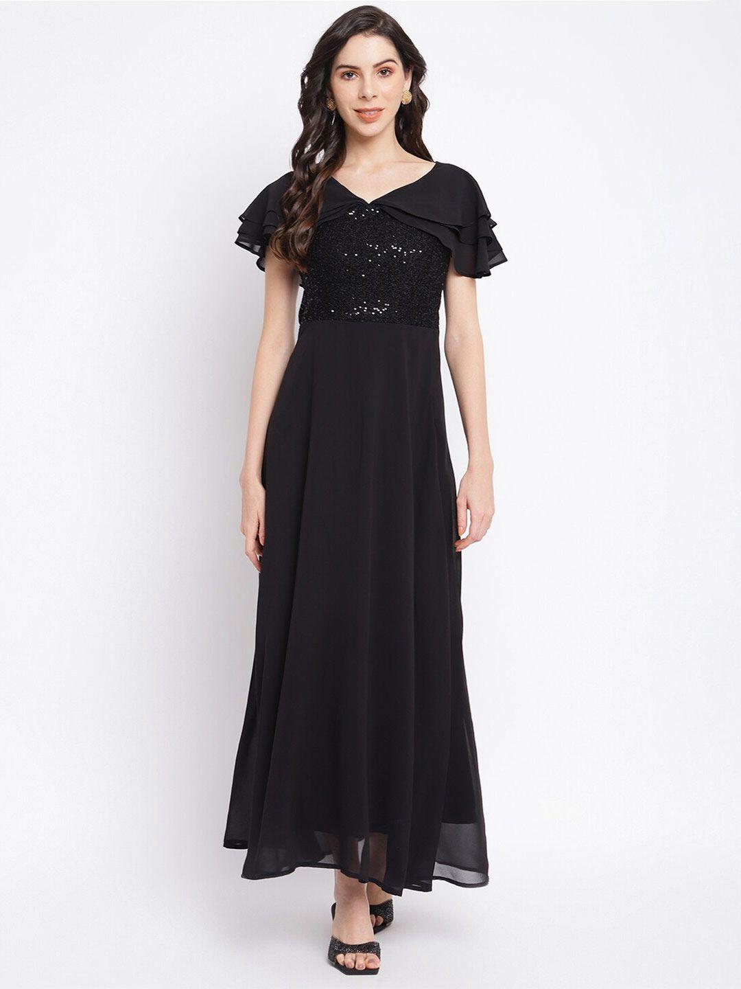 latin quarters black solid maxi dress