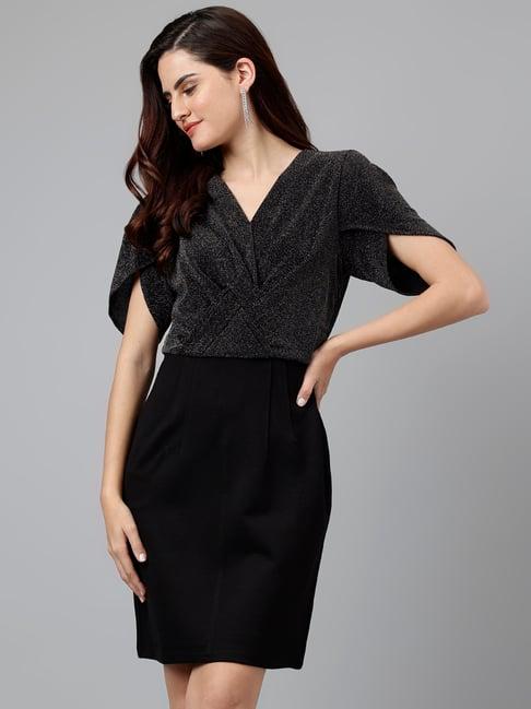 latin quarters black textured a line dress