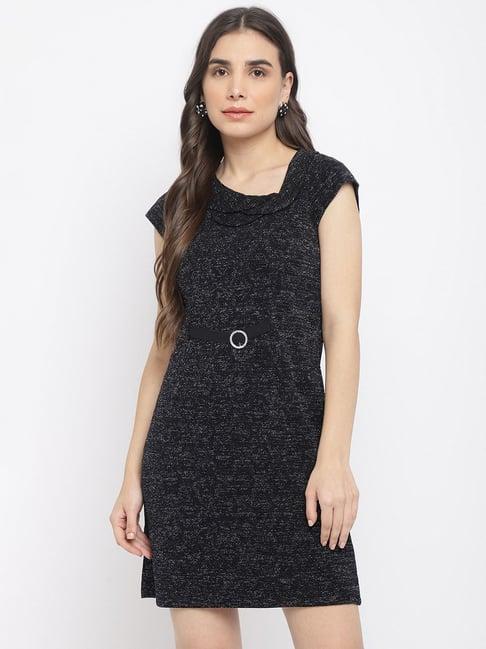 latin quarters black textured a line dress