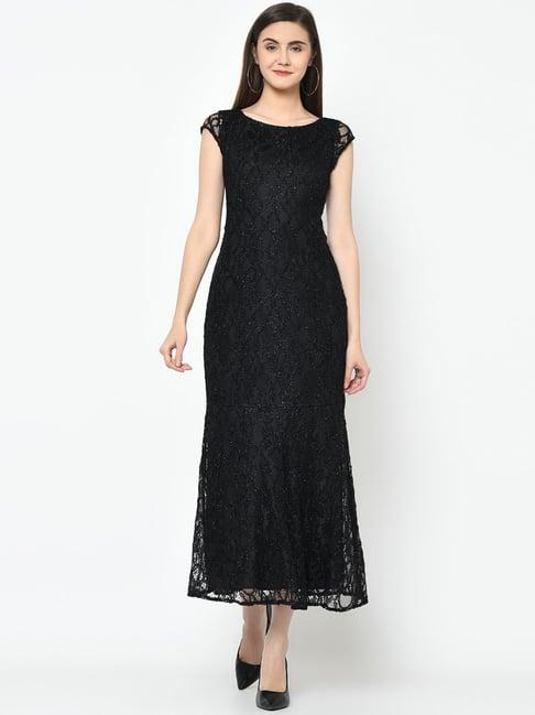 latin quarters black textured midi dress