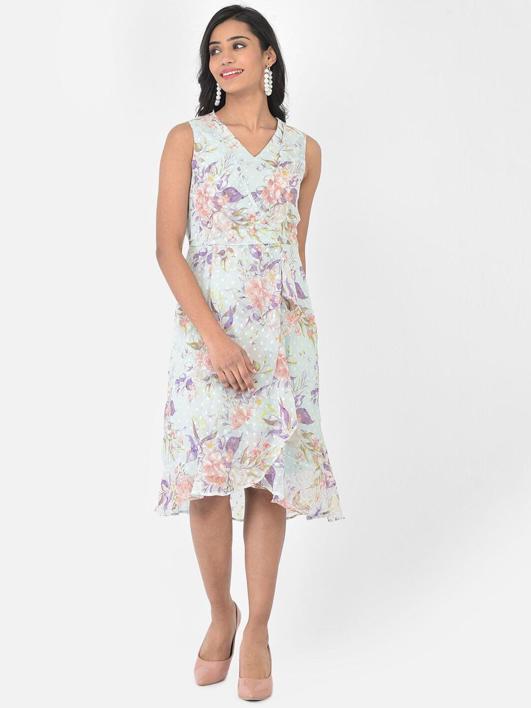 latin quarters blue floral a-line midi dress