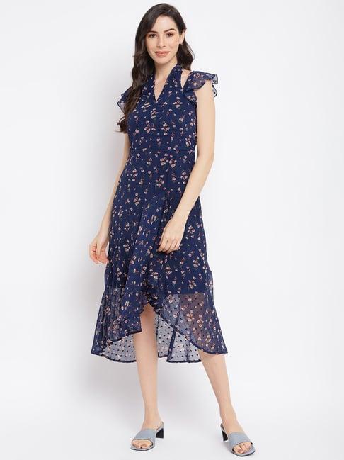 latin quarters blue floral print a-line dress