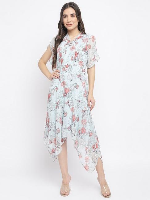 latin quarters blue floral print high-low dress