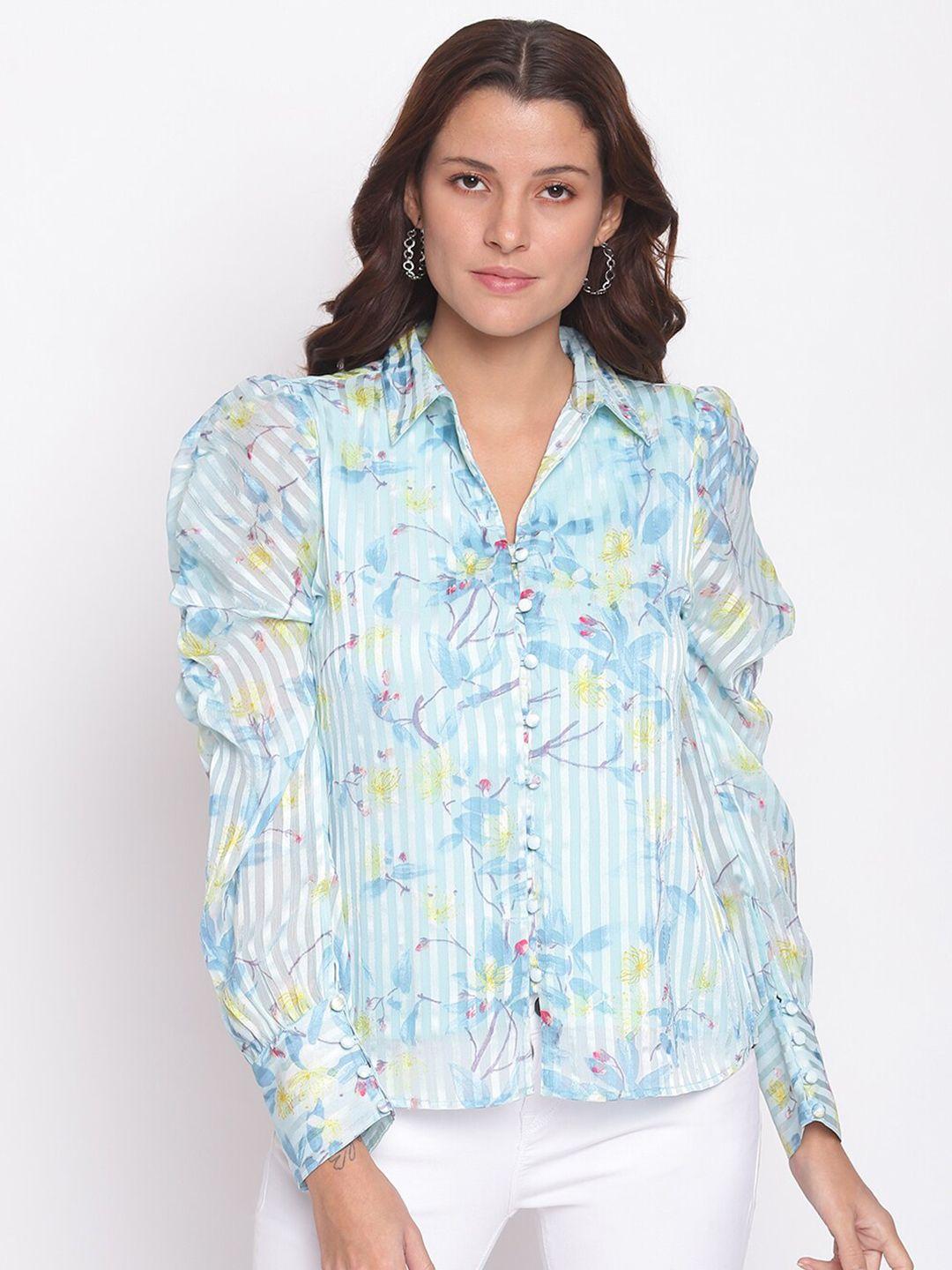 latin quarters blue floral print shirt style top