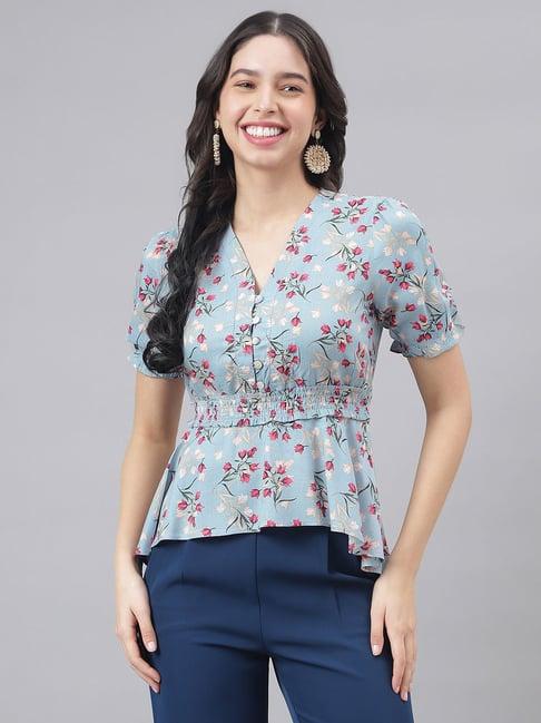 latin quarters blue floral print top