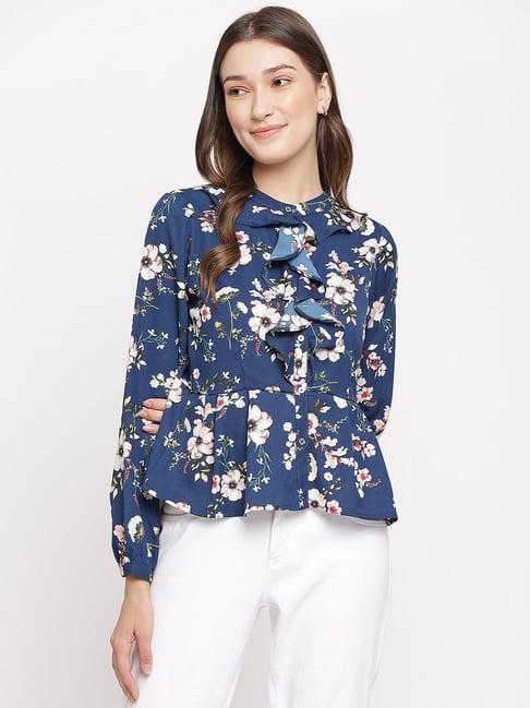 latin quarters blue floral printed top