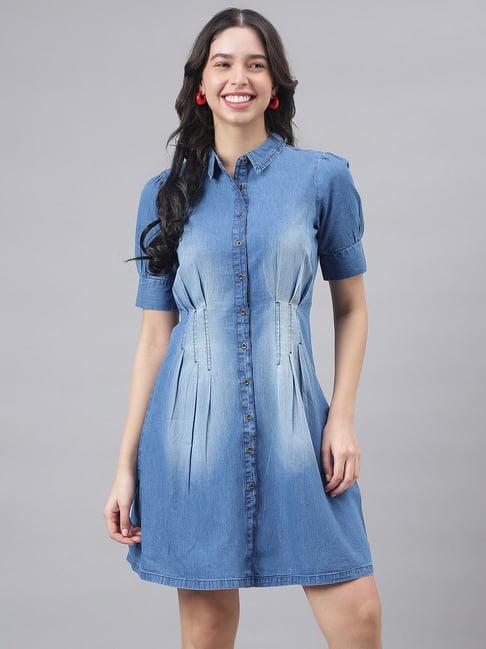 latin quarters blue shirt dress