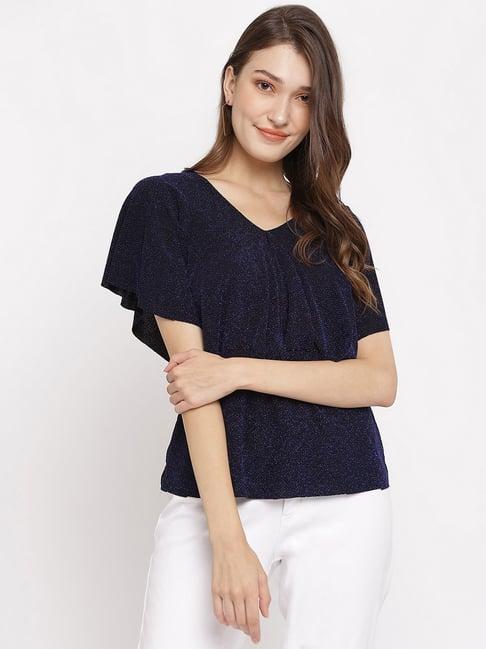 latin quarters blue textured top