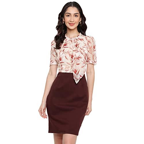 latin quarters brown tie up knot bodycon floral dress