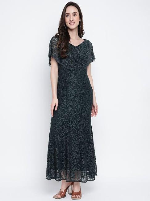 latin quarters dark green printed gown