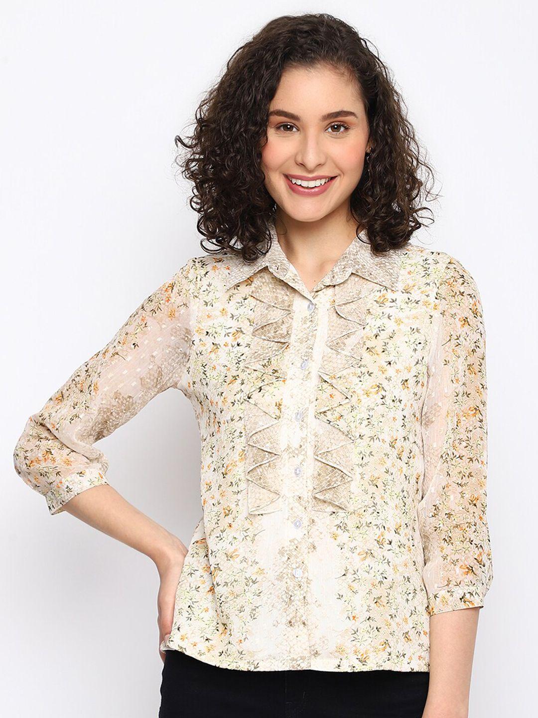 latin quarters floral print ruffles shirt style top