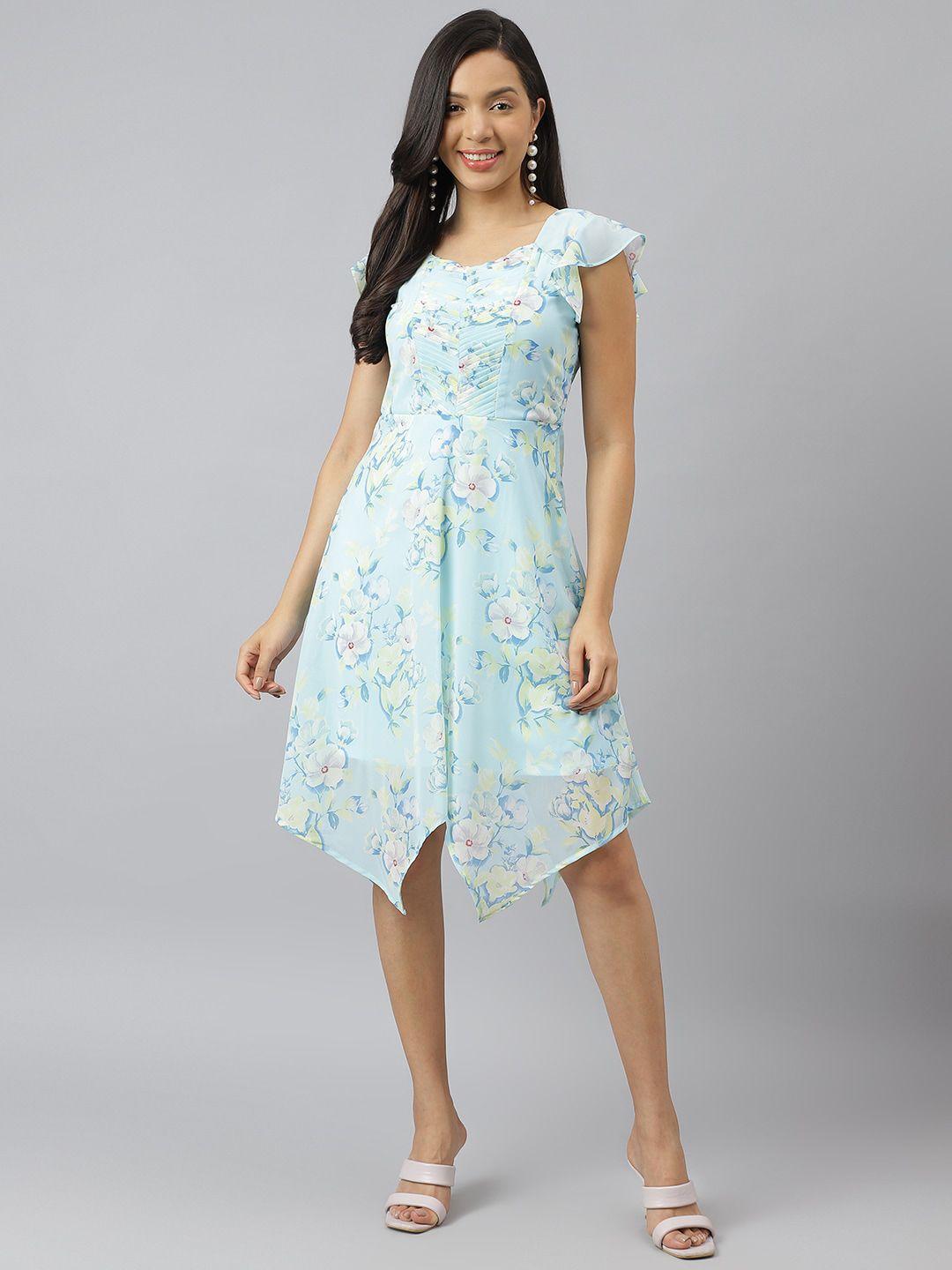 latin quarters floral printed flutter sleeves fit & flare dress