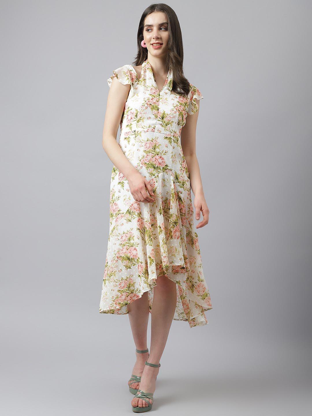 latin quarters floral printed high-low a-line midi dress