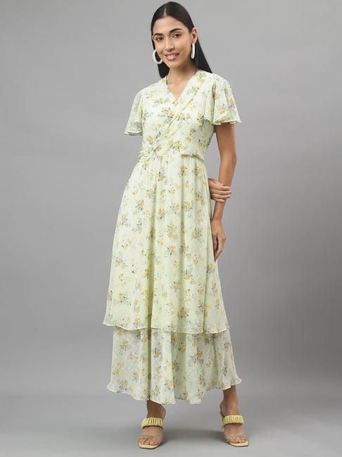 latin quarters green floral print maxi dress