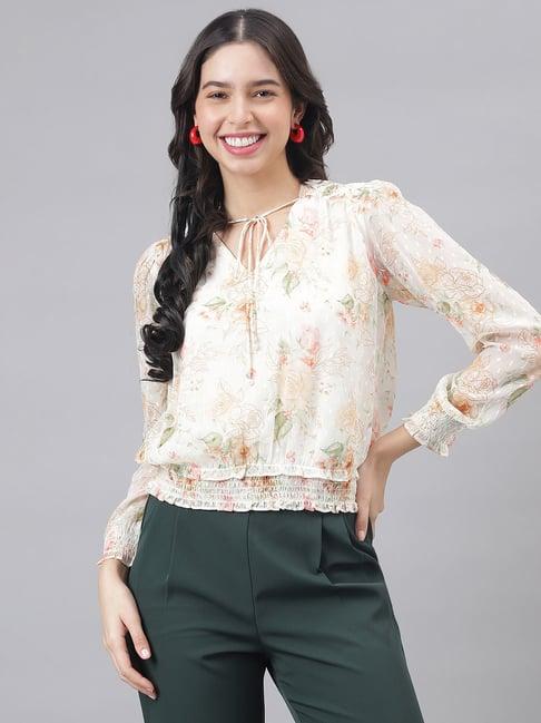 latin quarters ivory floral print top