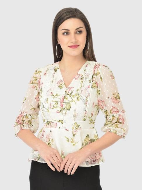 latin quarters ivory floral print top