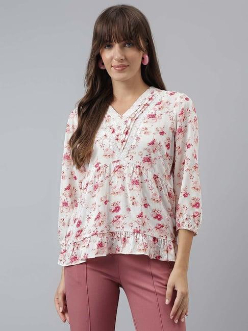 latin quarters light pink floral print top