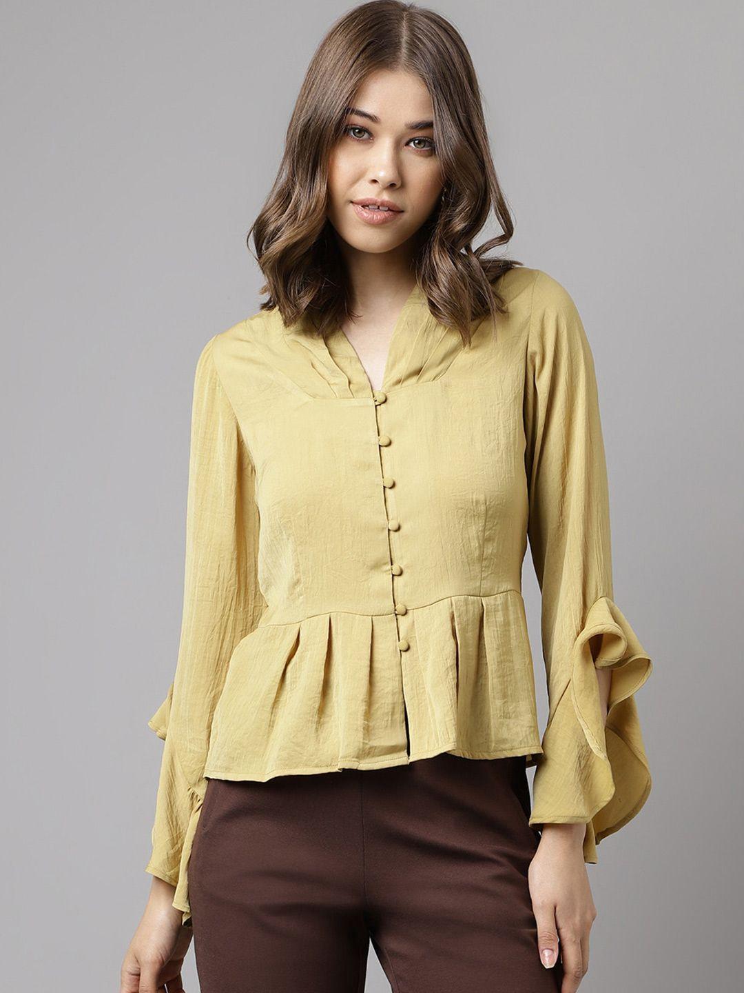 latin quarters mandarin collar bell sleeve peplum top