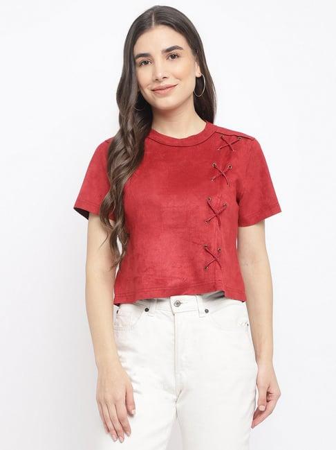 latin quarters maroon regular fit top