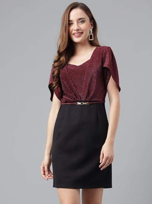 latin quarters maroon shift dress