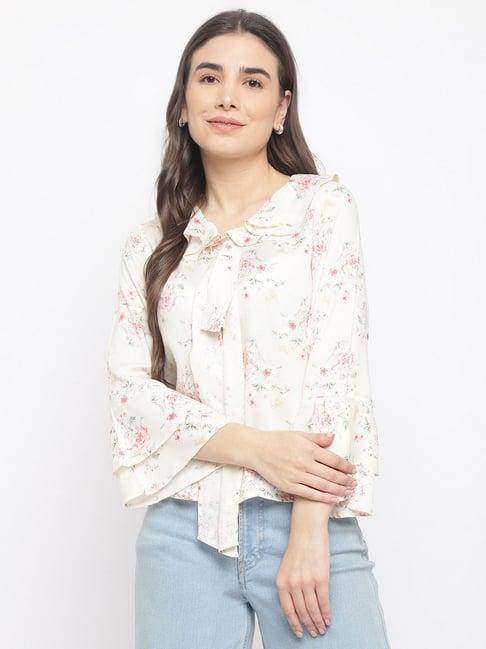 latin quarters off white floral print top