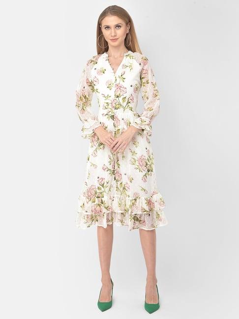 latin quarters off-white printed a-line dress