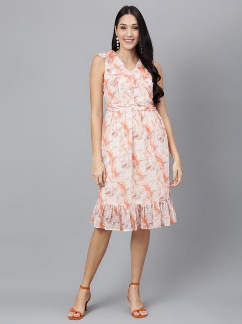 latin quarters orange printed midi dress