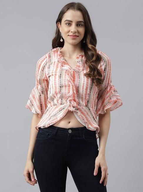 latin quarters orange striped peplum top