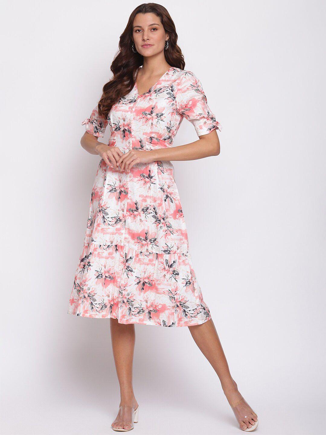 latin quarters peach-coloured floral midi dress