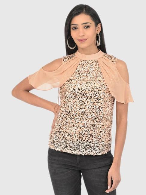 latin quarters peach embellished top