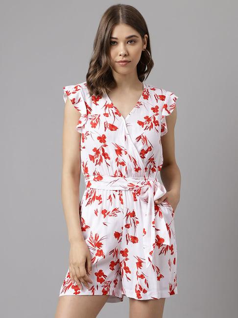latin quarters red & white floral print playsuit