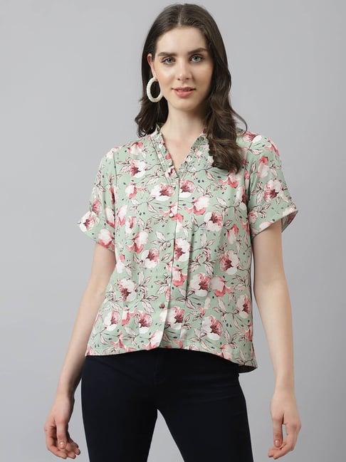 latin quarters sage green floral print top