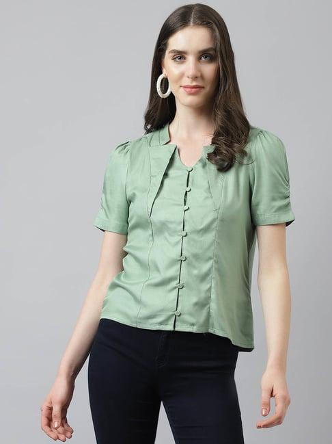 latin quarters sage green viscose regular fit top