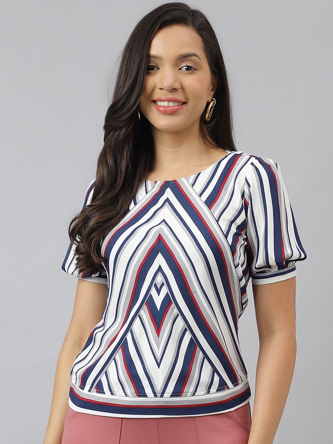 latin quarters striped puff sleeves top