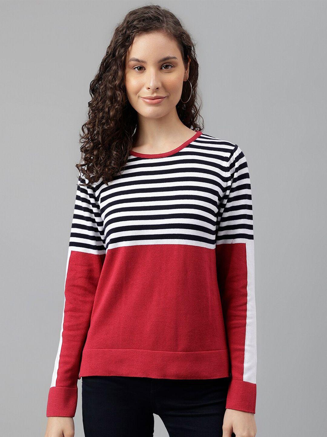 latin quarters striped round neck cotton pullover