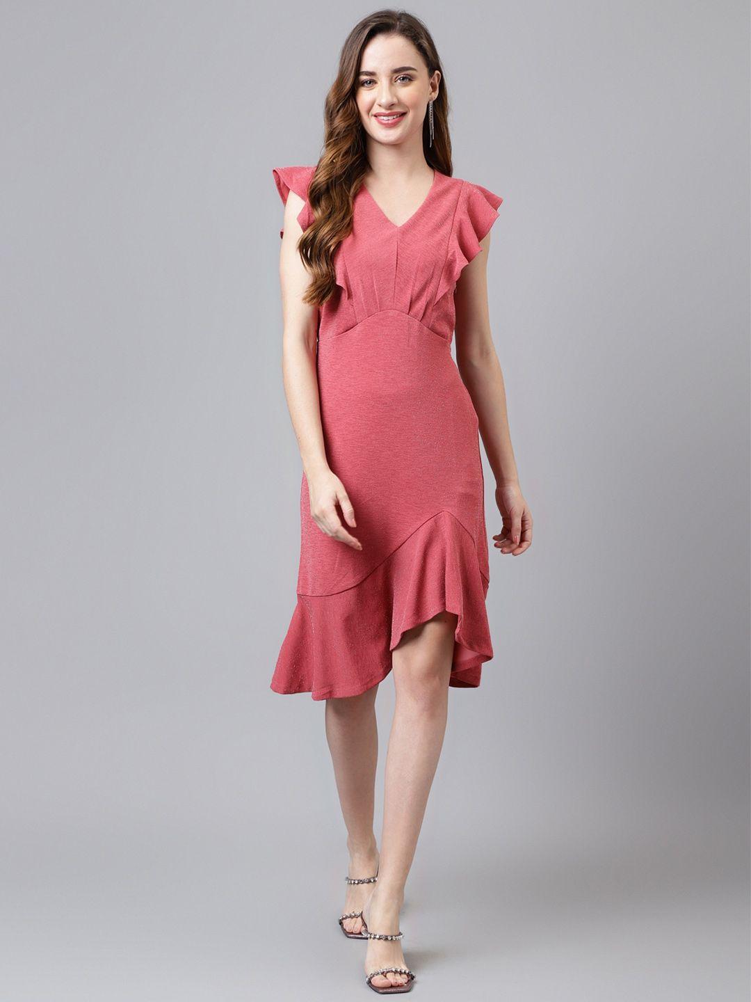 latin quarters v-neck flutter sleeve sheath dress