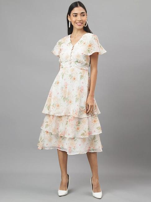 latin quarters white floral print midi dress