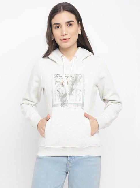 latin quarters white printed hoodie