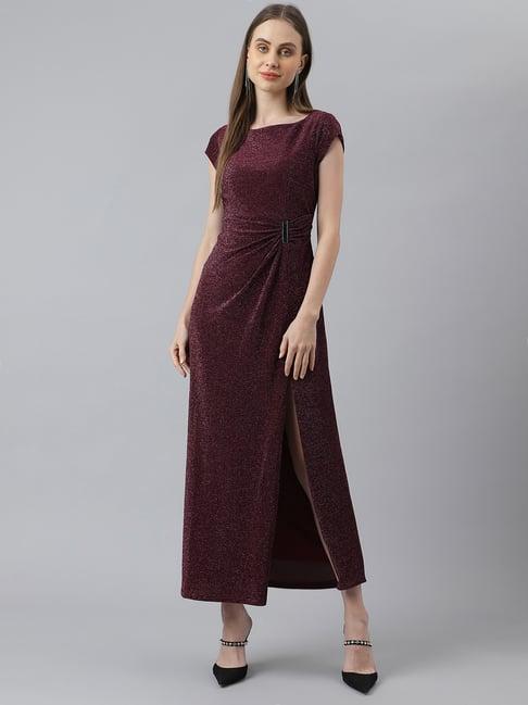 latin quarters wine maxi dress