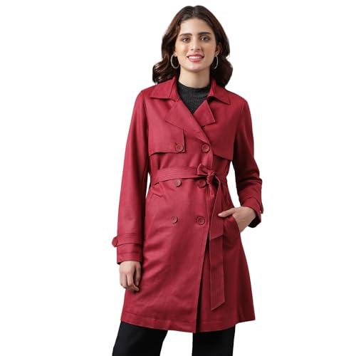 latin quarters women's maroon solid trench coat jacket_l