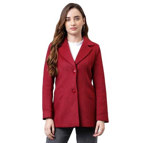 latin quarters women's red solid full sleeve over coat jacket_xl