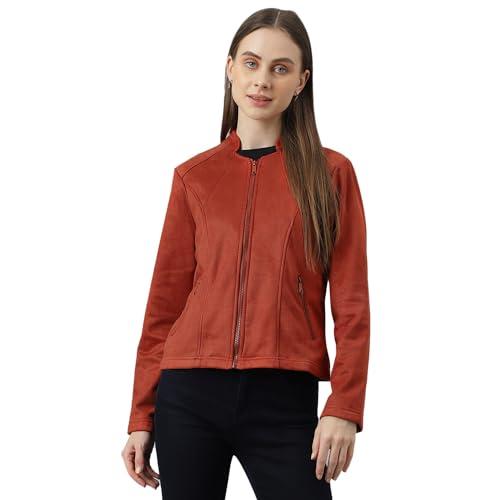 latin quarters women's red solid full sleeves jacket | winter wear casual zipper jacket for girls_s