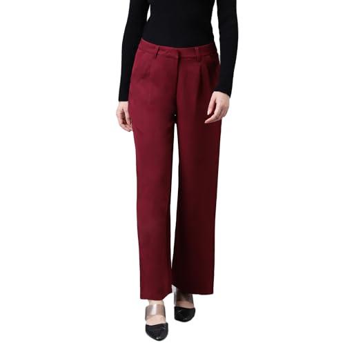 latin quarters women's solid straight maroon pant_s