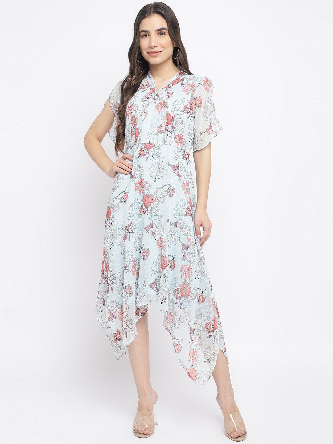 latin quarters women blue & red floral a-line midi dress