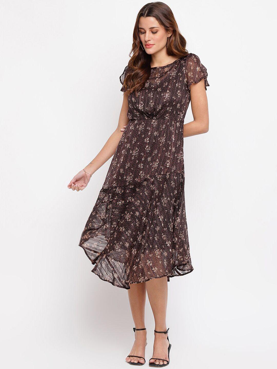 latin quarters women brown floral midi dress